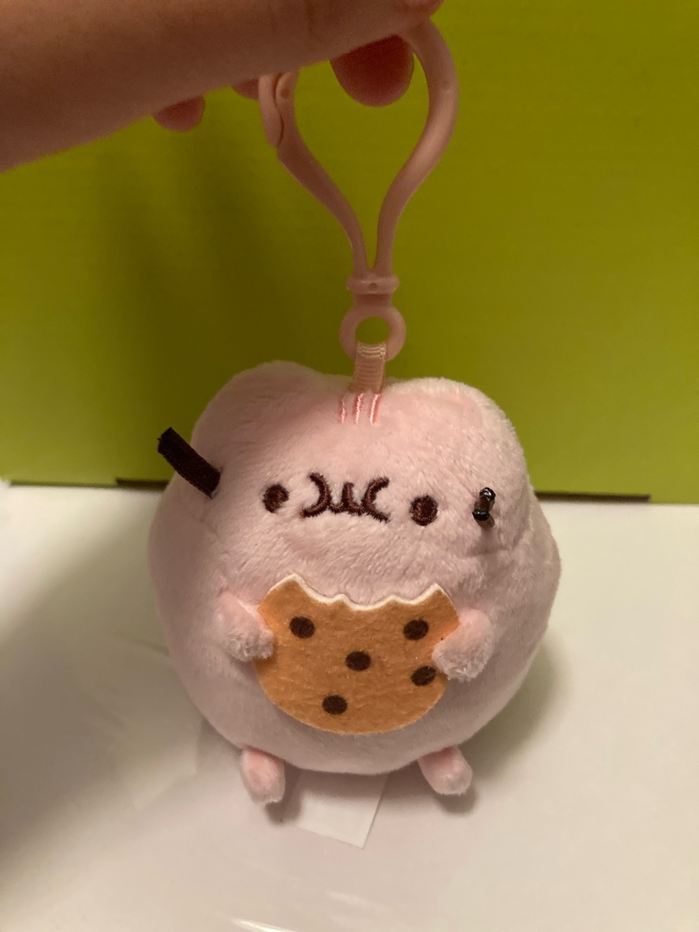 Pusheen Pink Plush Keychain with Cookie Accent